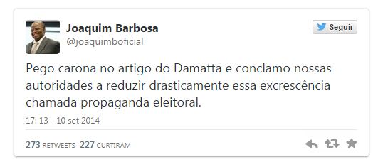 Ex-presidente do STF cita artigo de Roberto DaMatta 