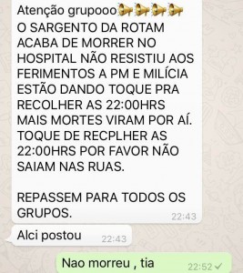 Informações falsas circularam no Whatsapp. Foto: Reprodução