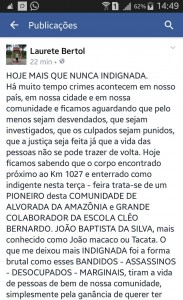 Moradora da Comunidade divulgou a revolta na rede social ( Facebook)