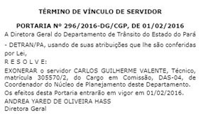 Exoneração de Carlos Valente publicada no DOU