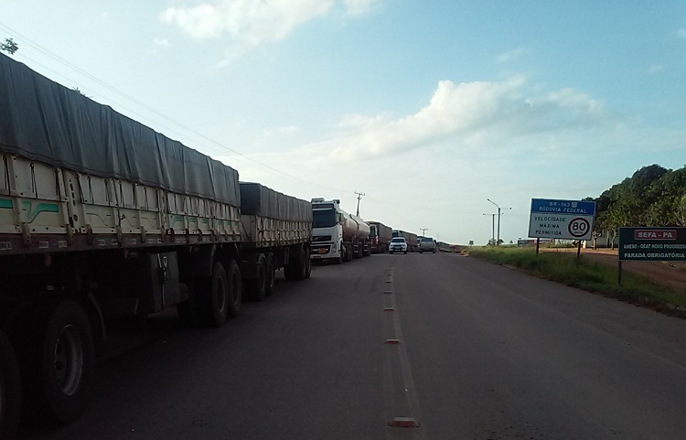 caminhões na rodovia BR -163 