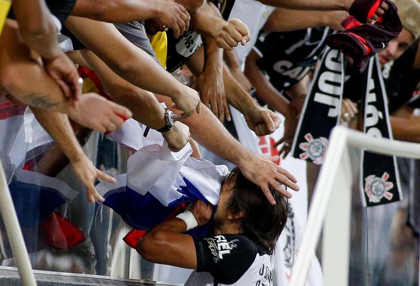 São Paulo,SP,Brasil 20 de ABRIL 2016 SÃO PAULO- CORINTHIANS x COBRESAL- Romero jogador do Corinthians  comemora gol contra a equipe do Cobresal,durante partida valida pela Copa Libertadors da America. realizado na Arena Corinthians.Rodrigo coca/Eleven