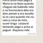 Texto enviado pelo WhatsApp pelo Cabo Pedro Paulo policial da PM que atirou em Leandro.