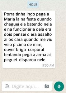 Texto enviado pelo WhatsApp pelo Cabo Pedro Paulo policial da PM  que atirou em Leandro.