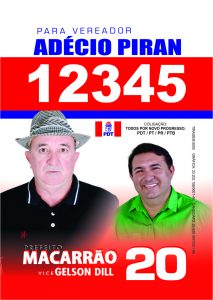 Adecio Pirna (PDT), apoia Macarrão (PRB) na coligação partidária em Novo Progresso.