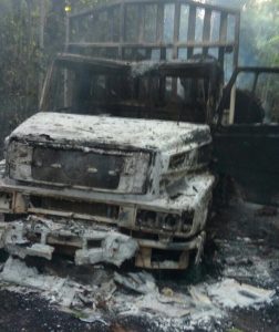 Caminhão destruído pelo IBAMA