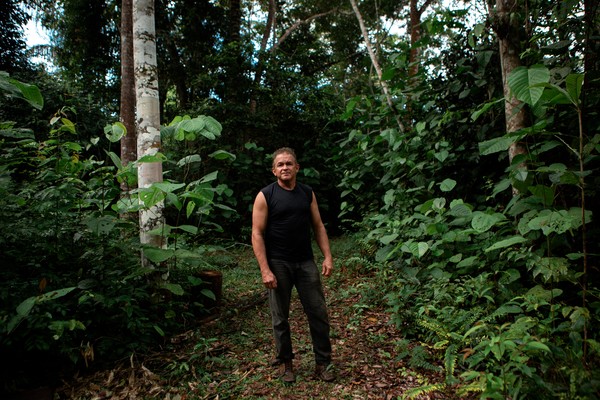 João Batista Ferreira, mais conhecido como João do Mel, em seu terreno em Belterra, no Pará — Foto: Marcelo Brandt/G1