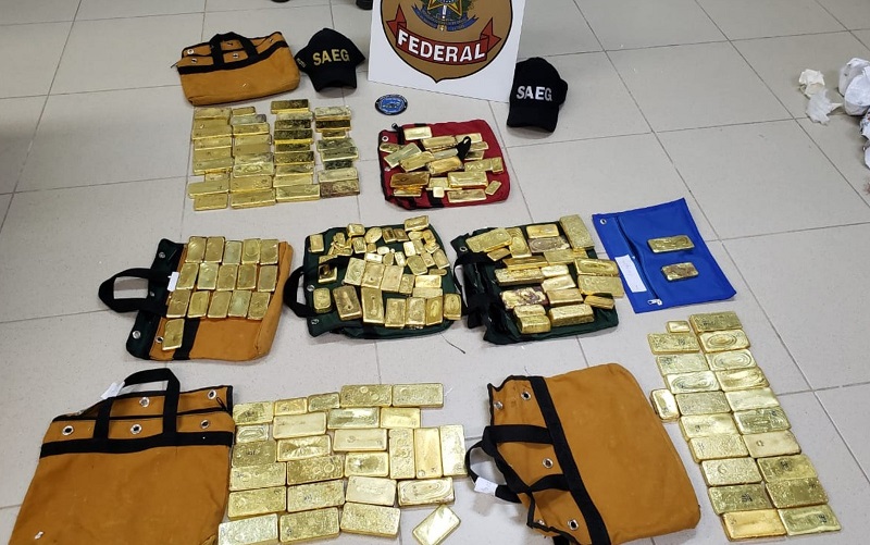  Os 111 kg de ouro apreendidos em avião monomotor no aeroporto de Goiânia — Foto: Divulgação/Polícia Federal