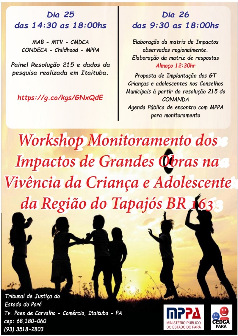 Folder Workshops Impacto Grandes Obras- Assessoria de Comunicação Social Ministério Público do Estado do Pará 