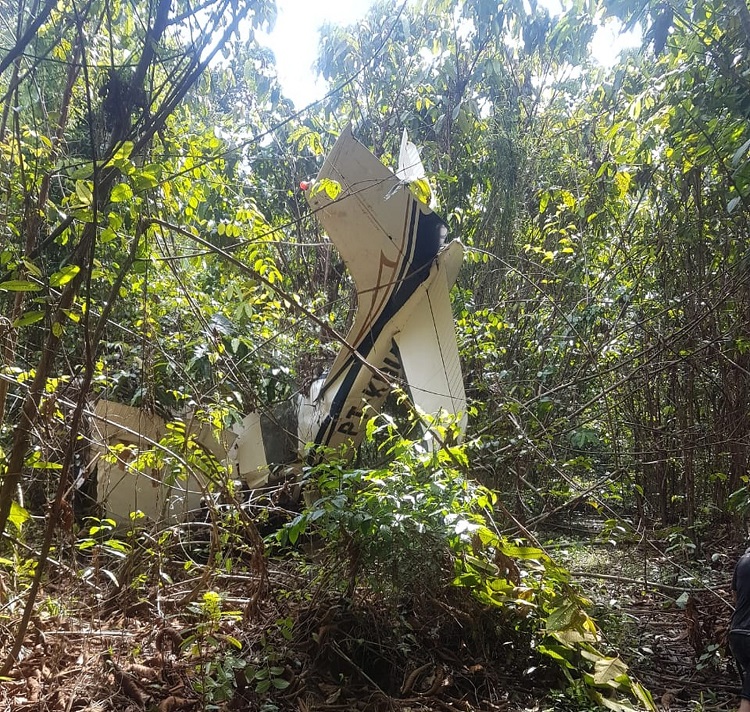  Bombeiros vão até local de acidente aéreo no Pará e encontram corpo de piloto. — Foto: Reprodução / Corpo de Bombeiros 
