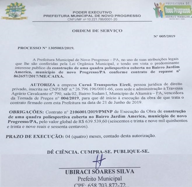 curua transporte ordem pref