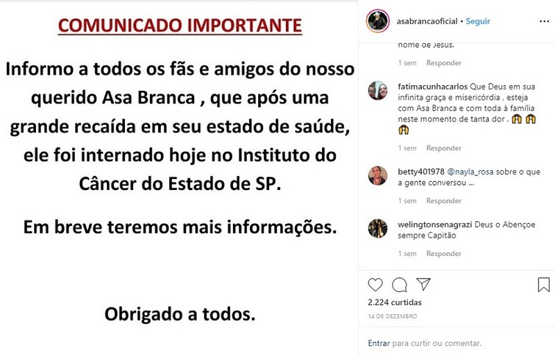  Locutor Asa Branca — Foto: Reprodução/Instagram