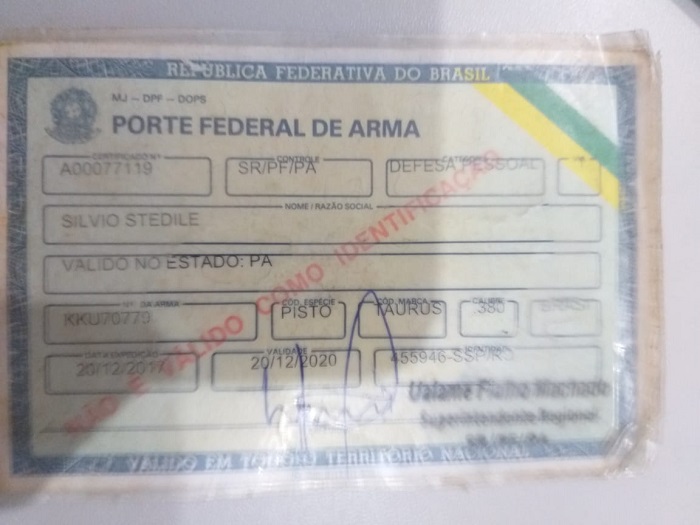 O porte de arma do vereado tem validade somente no Estado do Pará(Divulgação)