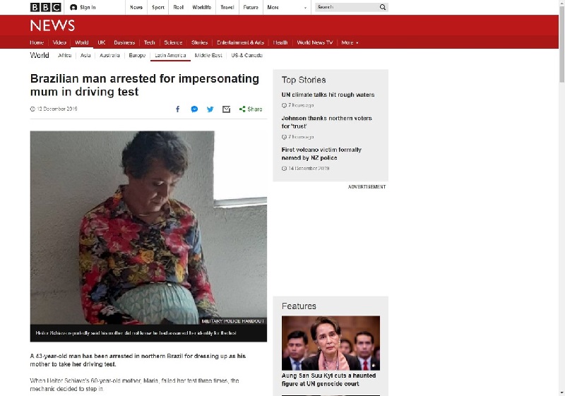  Rede britânica BBC repercutiu caso de Heitor — Foto: Reprodução