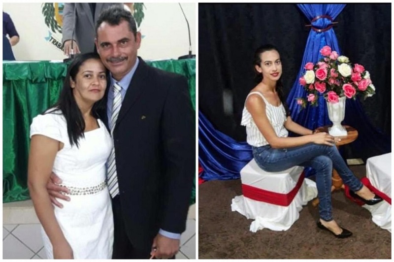  Vereador Gilberto Mathias, esposa Maria do Carmo Rodrigues e a filha Alcione Rodrigues — Foto: Reprodução