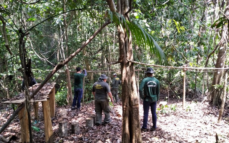 Acampamento flagrado foi destruído pelos fiscais. 