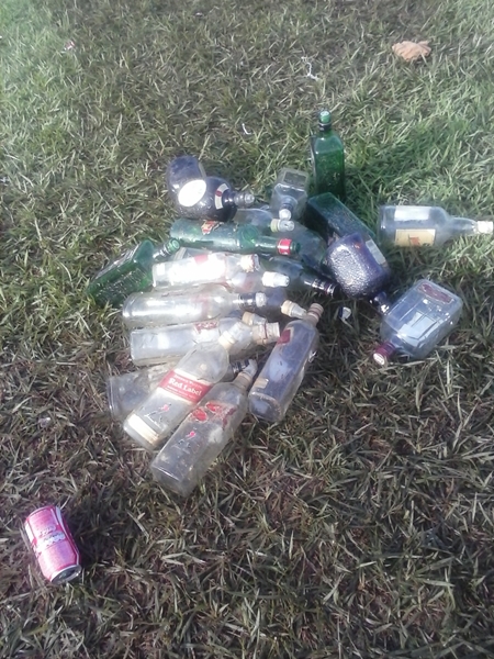 Garrafas de bebida alcoolica no local