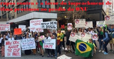 Grupos contra e a favor do impeachment de Dilma próximos ao prédio da ONU