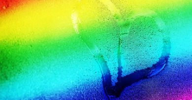 Hand drawing heart on the wet window glass, Gay 8 stripe flag gradient, gay love concept