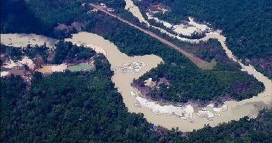 Imagem captada pela Hutukara Associação Yanomami em abril de 2019 mostra mineração de ouro ilegal na terra indígena em Roraima Imagem captada pela associação Hutukara em abril de 2019 mostra mineração de ouro ilegal na TI Yanomami em Roraima