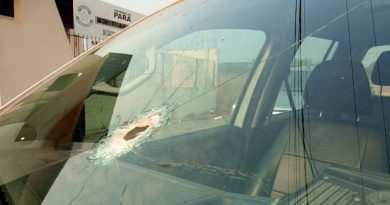 Viatura foi alvejada pro disparo de arma de fogo(Foto:Divulgação Policia Militar)