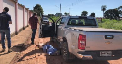 Pecuarista caiu ao lado da caminhonete. — Foto: Polícia Civil