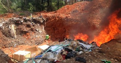 Pneus jogados em buraco para serem queimados(Foto:Via email Jornal Folha do Progresso)