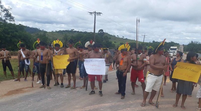 Indígenas Kayapo bloquearam a rodovia no município de Novo Progresso ,em março de 2019 (Foto:Arquivo Jornal Folha do Progresso)