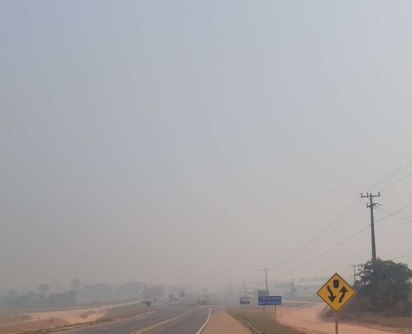 Fumaça cobre a cidade de Novo Progresso --PA(Foto:Jornal Folha do Progresso)