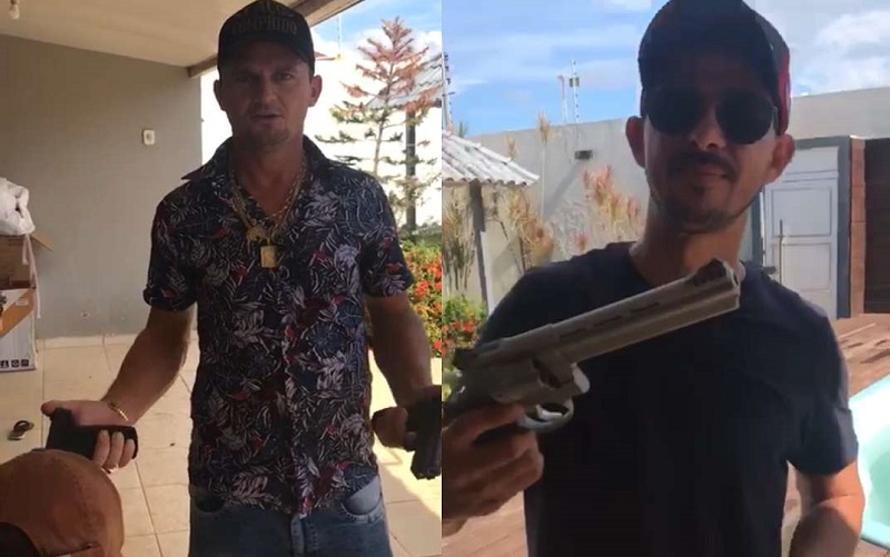 Polaquinho exibiu armas, munição fuzil e ameaça invadir área no garimpo do Cripurizão em Itaituba (Foto:Reprodução)