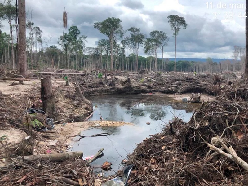 Área de garimpo desativado pelo Exército na região do Surucucu — Foto: Divulgação/Exército Brasileiro 