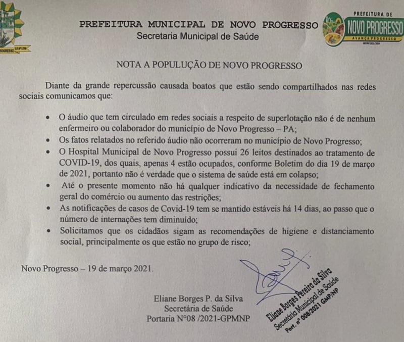 (Divulgação Prefeitura de Novo Progresso)