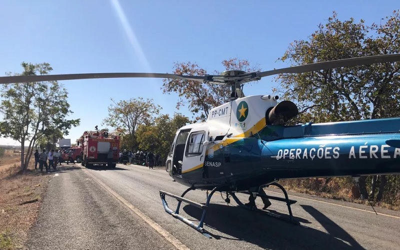  Crianças foram transferidas de helicóptero para Cuiabá — Foto: Divulgação 