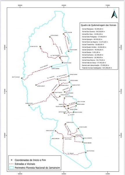 Mapa das vicinais (Foto:Reprodução)