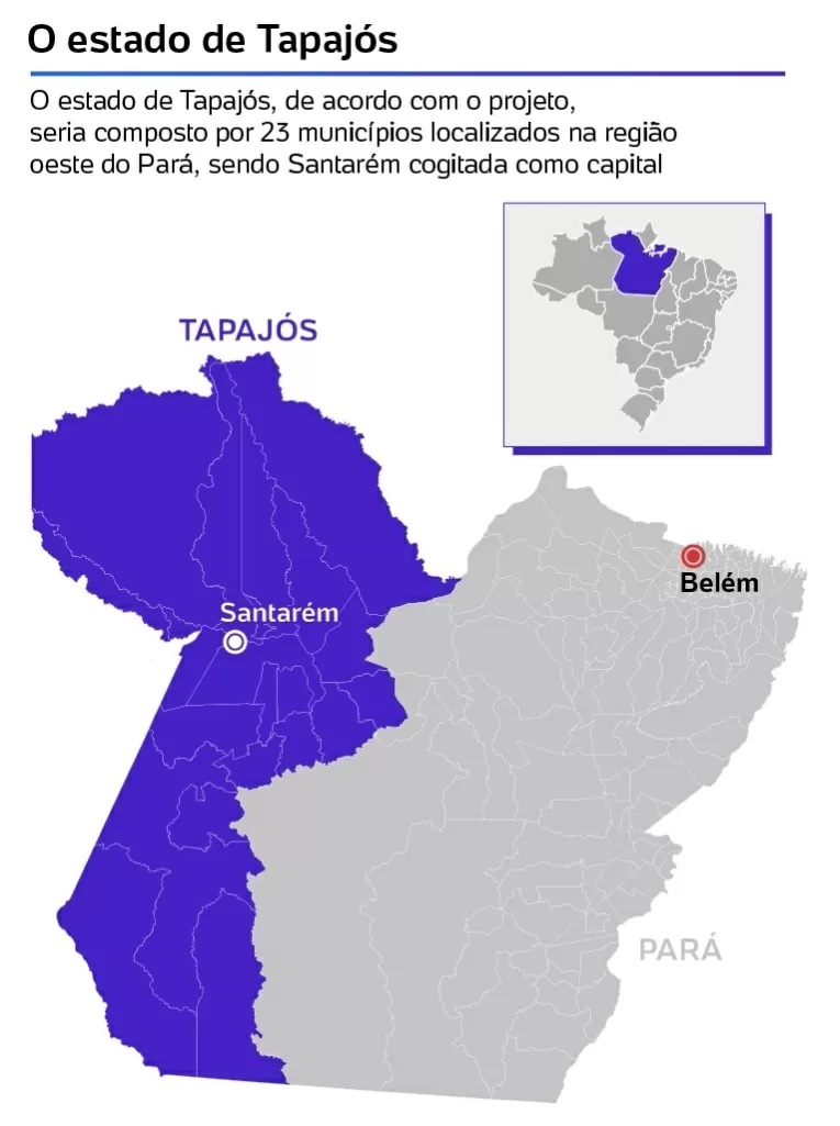 mapa de Tapajós separado do Pará - Arte/UOL - Arte/UOL Imagem: Arte/UOL