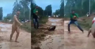 Homem é amarrado com corda no pescoço e arrastado na lama durante evento;(Foto:Reprodução)