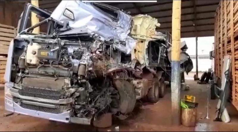 Caminhão da musa após o acidente  (Foto: Reprodução)