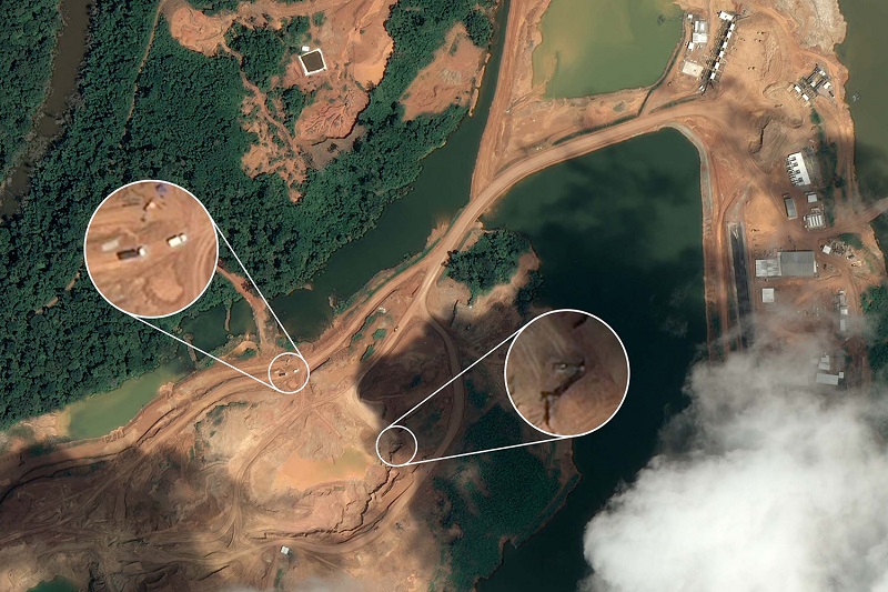 Apesar do embargo, imagens de satélite registraram atividade na Gana Gold em janeiro.Imagens: 2022 CNES / Distribution Airbus DS / Earthrise