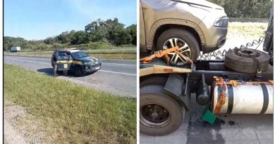 PRF-flagra-caminhao-com-balde-em-tanque-de-combustivel-e-multa-motorista