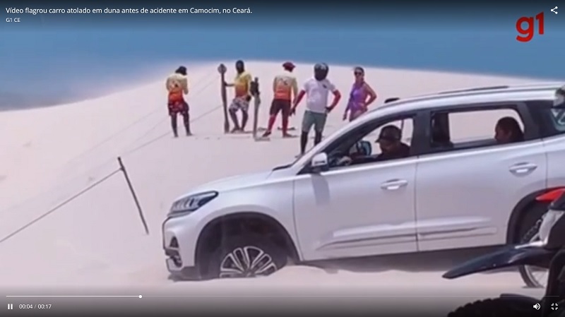  Vídeo flagrou carro atolado em duna antes de acidente em Camocim, no Ceará.
