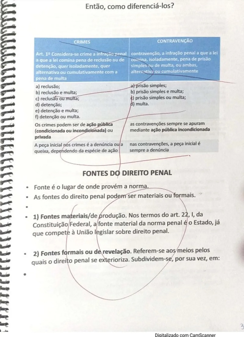  Segundo estudante, apostila apareceu com frases homofóbicas escritas. — Foto: Cedida