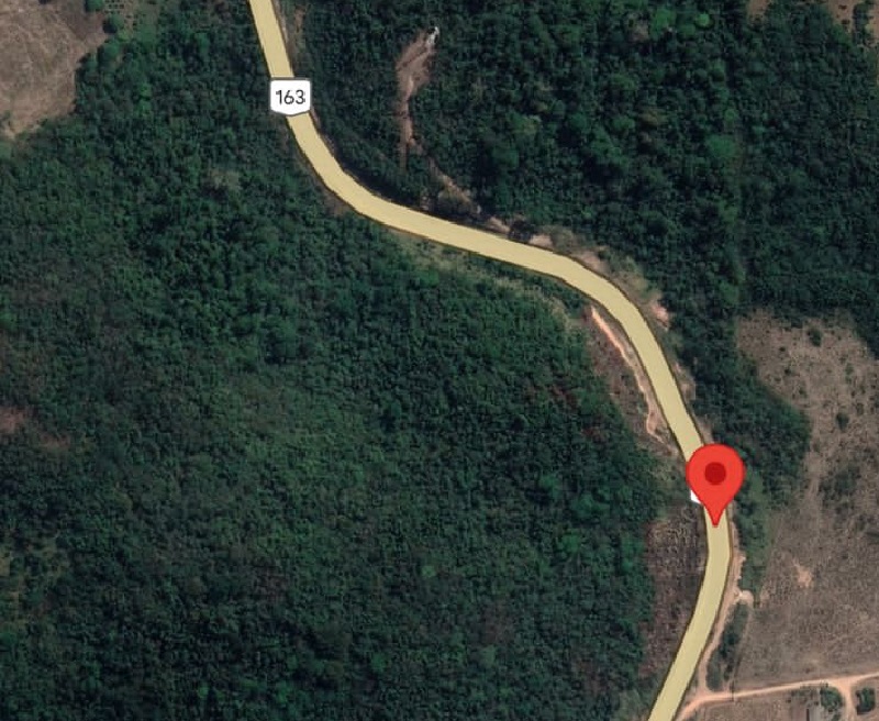 Local onde os bandidos dispararam contra os veículos é região de mato (FOto:Google)