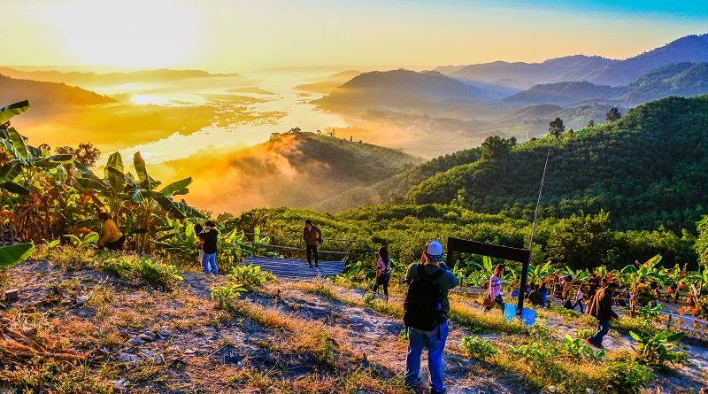 morning sunlight  Mekong River  "Phu Huay Isan" Sangkhom District, Nong Khai province, Thailand
