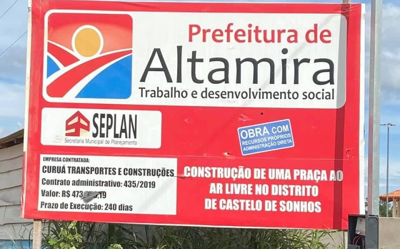 Placa sinaliza o valor da obra e fonte do recurso (Foto:Via WhatsApp)