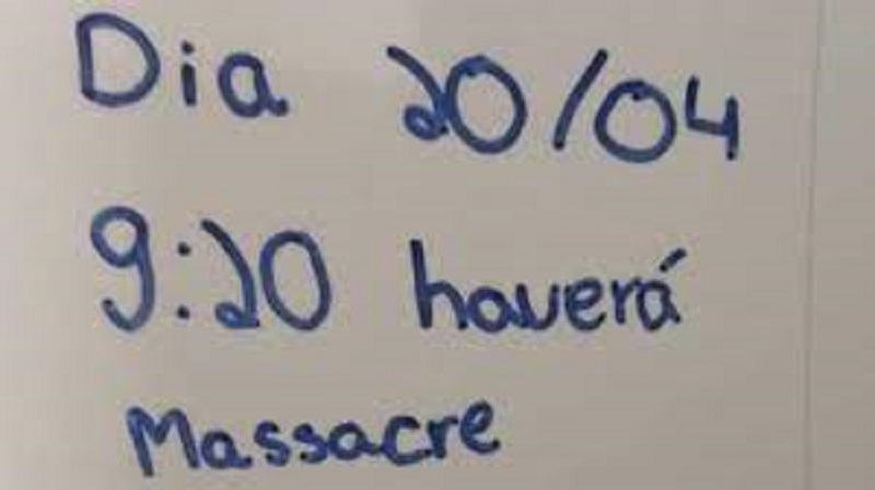 Adolescente é apreendido após escrever ameaça de massacre na parede da escola em BH (Foto:Reprodução)