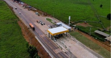 DESDE 2023: Praça de Trairão, no km 636 da BR-163, cobra tarifas somente de carretas. Demais veículos são isentos das tarifas. Foto: Divulgação/Via Brasil BR-163