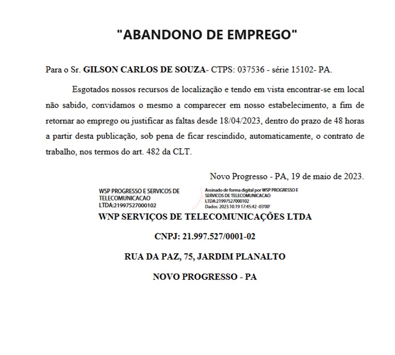 WSP ABANDONO