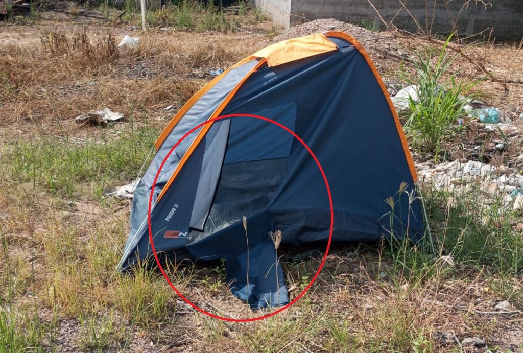 Barraca foi rasgada pelos meninos (foto>Jornal Folha  do Progresso)