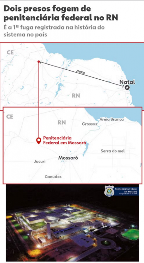 Mapa da Penitenciária Federal de Mossoró. — Foto: Arte g1