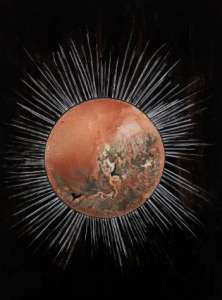 Uma esfera com raios em volta que representa ‘a respiração’ da Amazônia foi a arte criada por Mary Mattingly.  Uma esfera com raios em volta retrata a respiração da arte amazônica Mary Mattingly / Breath (2023)